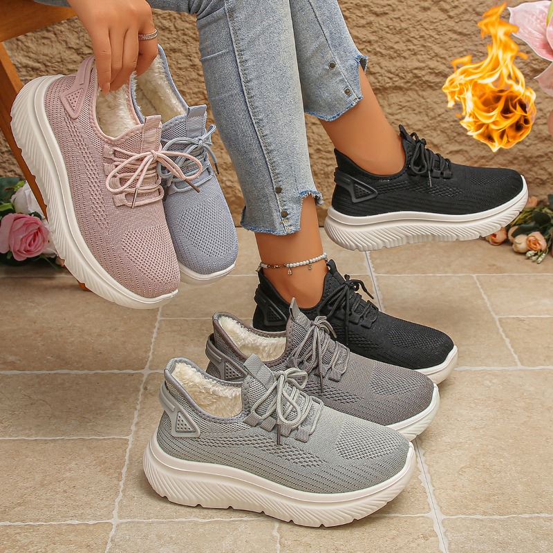 2027 Baskets de marche d'extér - Knit Fabric Lace Up Sneakers avis et prix